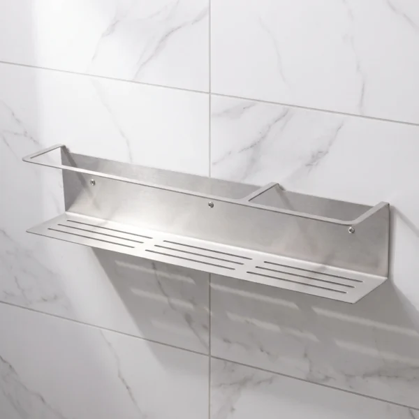 Paslanmaz banyo rafı 64 cm, mermer duvarda boş raf
